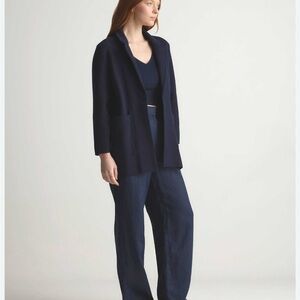 💼 NWT Quince 100% Organic Cotton Knit Blazer | Navy | Size Large 💼